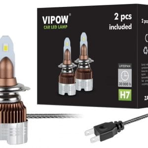 Kit 2x lampadas led h7 6000k 30w 3000lm – vipow