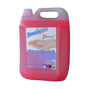 Sabonete creme, perfumado e de cor rosa. Concebido especialmente para a higiene das mãos.